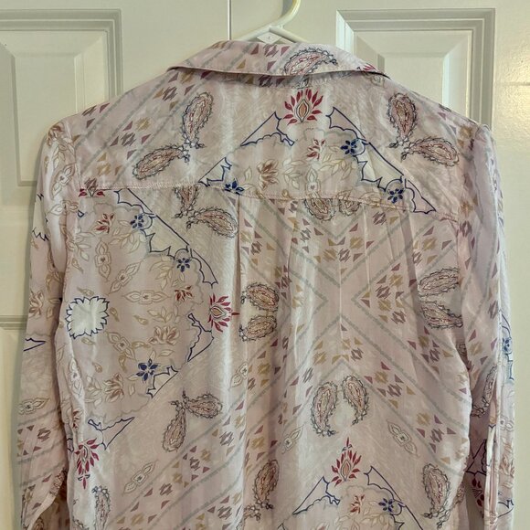 Anthropologie Cloth & Stone Paisley Sheer Button Down Pink Top Women S - Picture 6 of 10